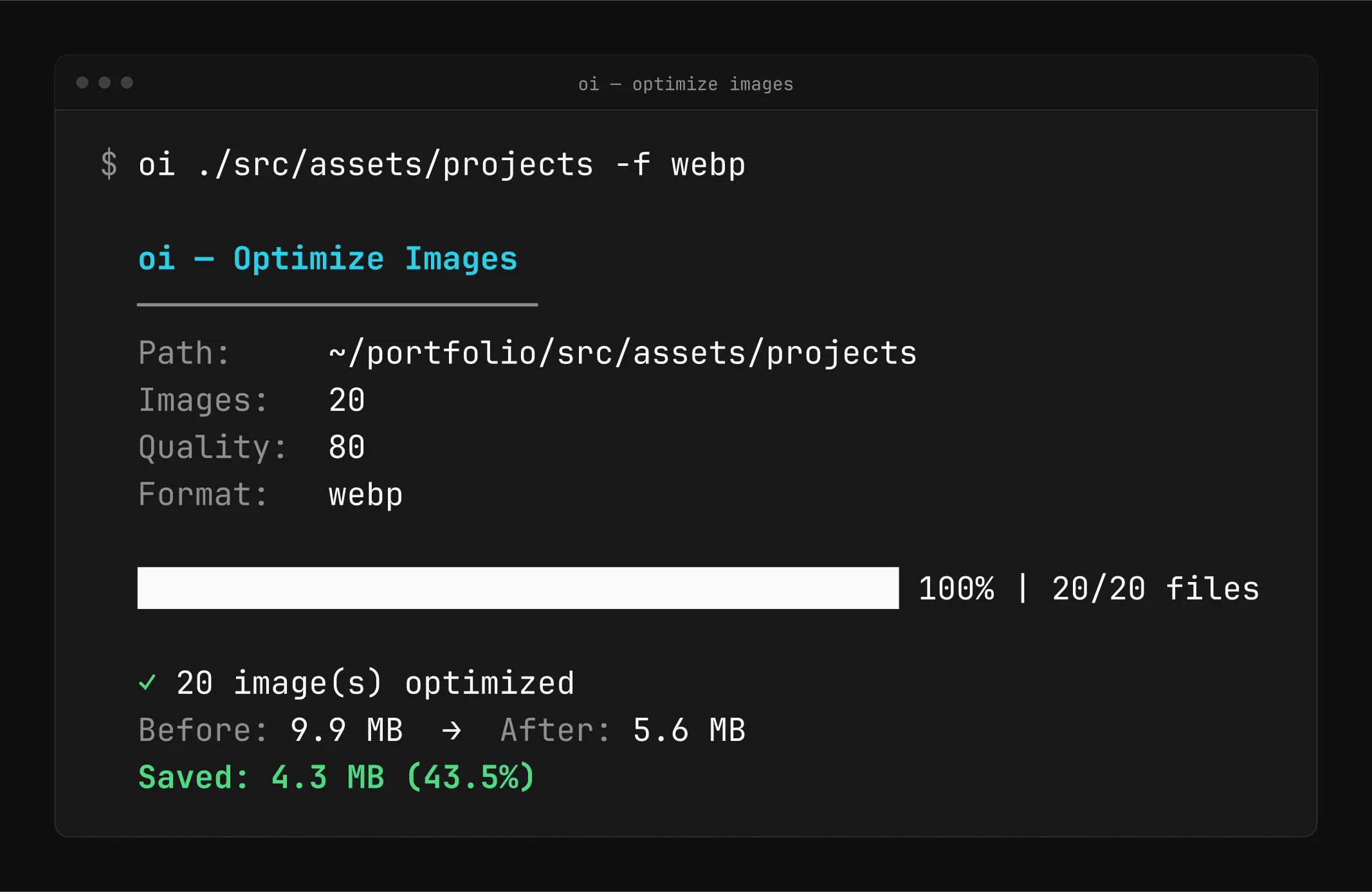 oi — Optimize Images screenshot